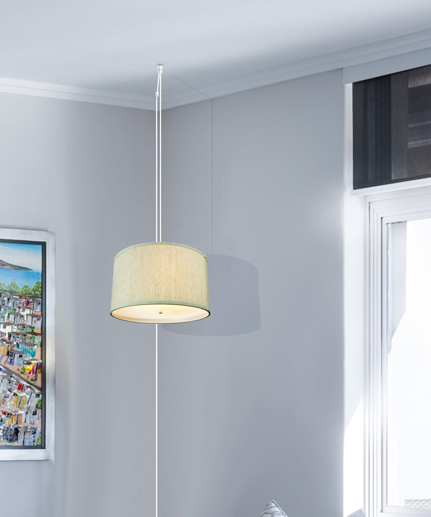 Textured Oatmeal 2 Light Swag Plug-In Pendant with Diffuser