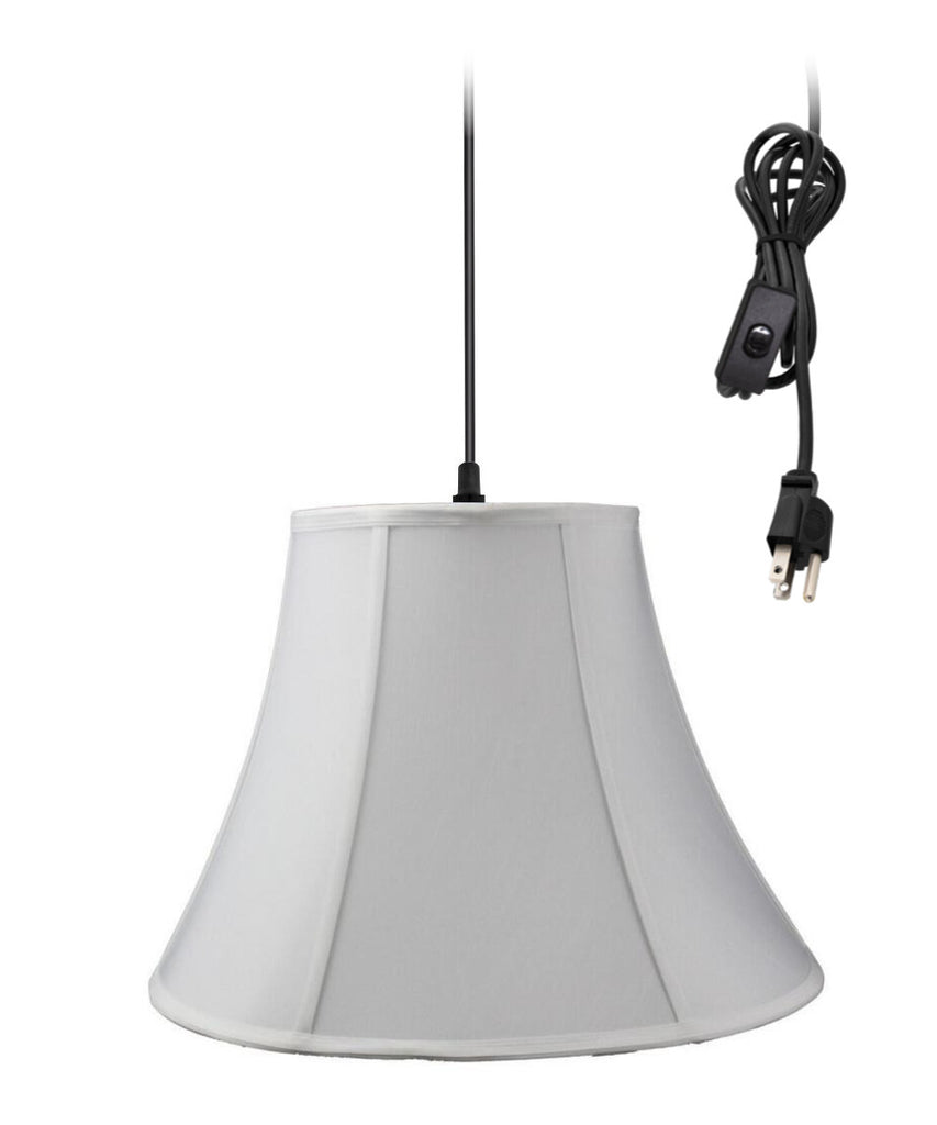 1-Light Plug In Swag Pendant Lamp White Shade