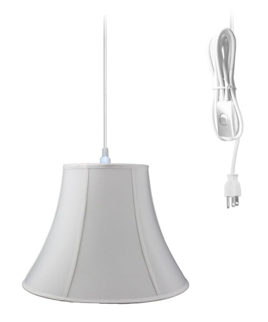 1-Light Plug In Swag Pendant Lamp White Shade