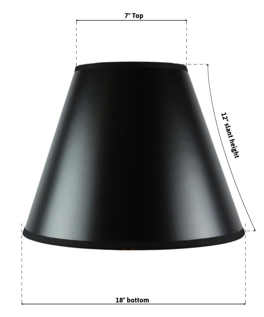 7x18x12 SLIP UNO FITTER Bold Black with True Gold Lining Hard Back Empire Lampshade