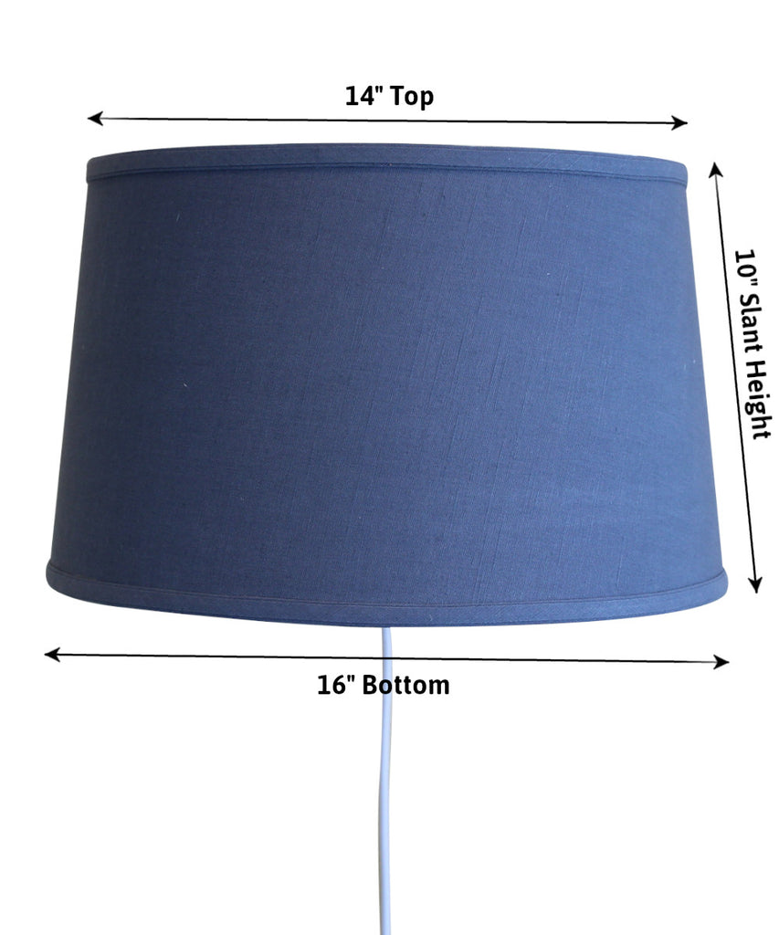 Floating Shade Plug-In Wall Light Shallow Drum Hard Back Textured Slate Blue