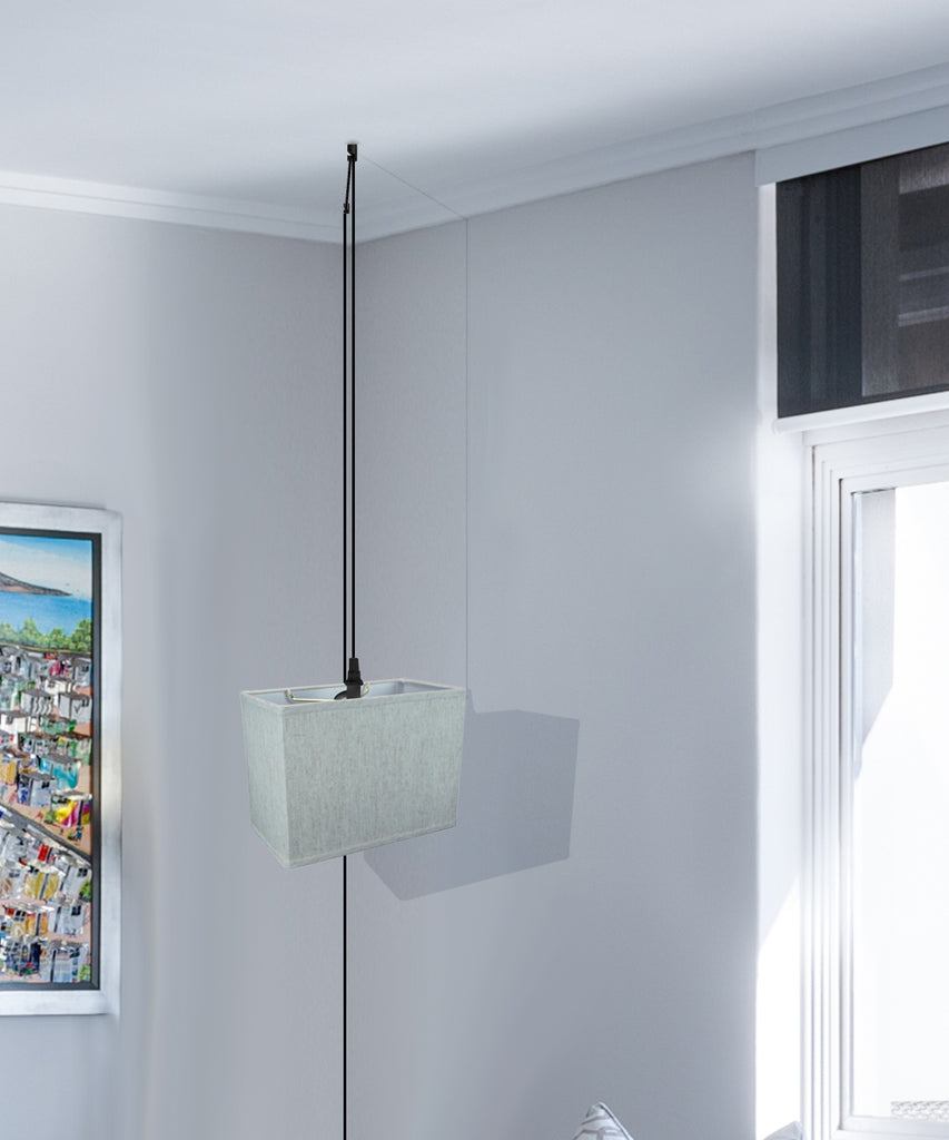 Rectangular 1 Light Swag Plug-In Pendant Hanging Lamp (6.5x12) (6.5x12) x 9" Textured Oatmeal