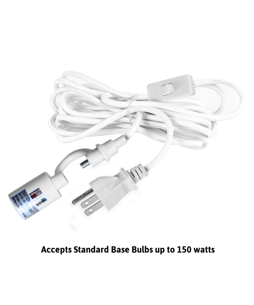 MAST Plug-In Wall Mount Pendant, 1 Light White Cord/Arm, Eggshell Shade 12x17x10