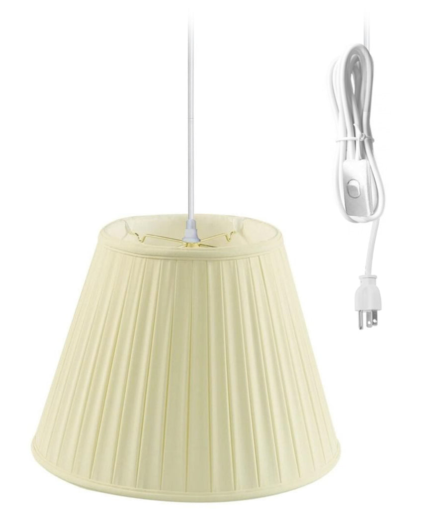 1-Light Plug In Swag Pendant Ceiling Light Eggshell Shade