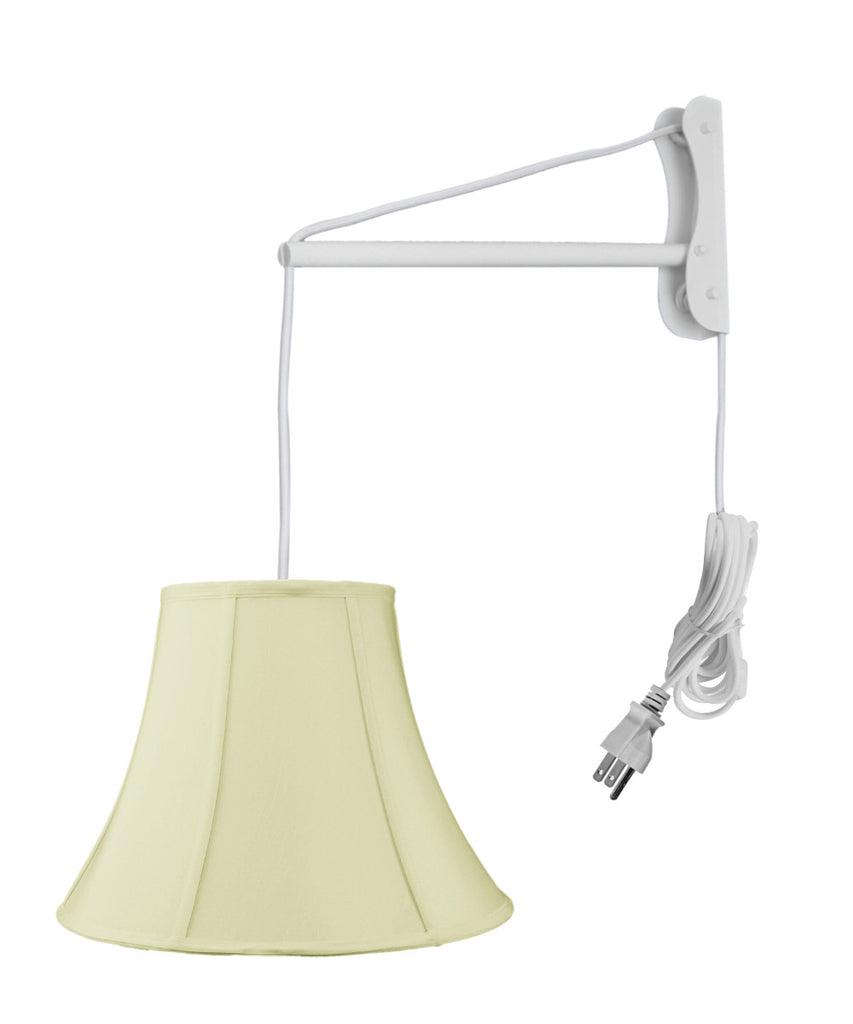 MAST Plug-In Wall Mount Pendant, 1 Light White Cord/Arm, Eggshell Shade 08x16x12