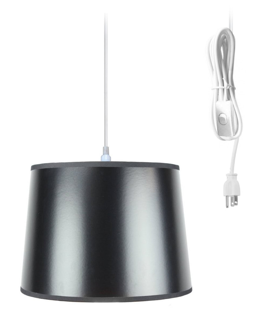 1-Light Plug In Swag Pendant Ceiling Light Black/Gold Shade