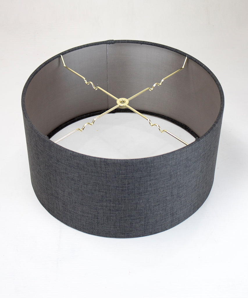 Granite Grey Burlap Hardback Drum Lampshade 16"x16"x8"
