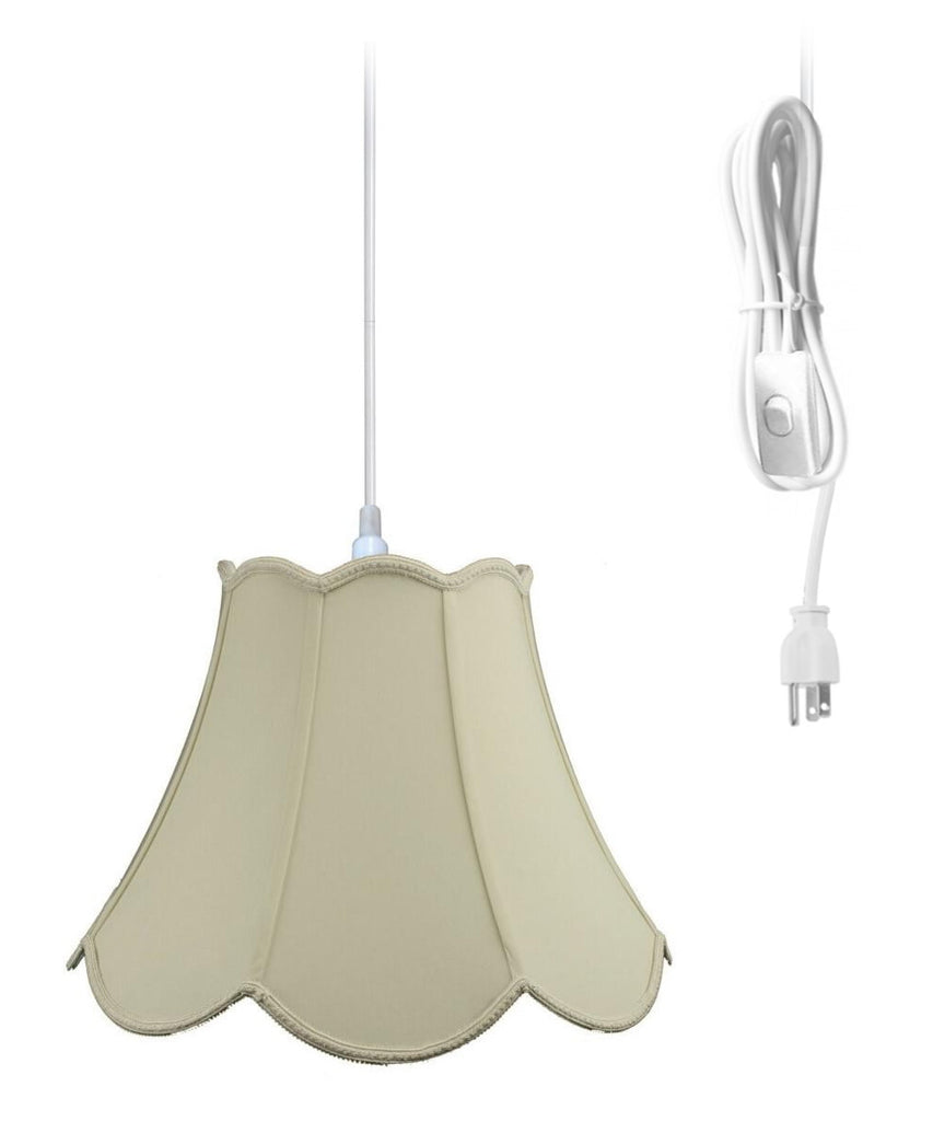 1-Light Plug In Swag Pendant Lamp Eggshell Shade