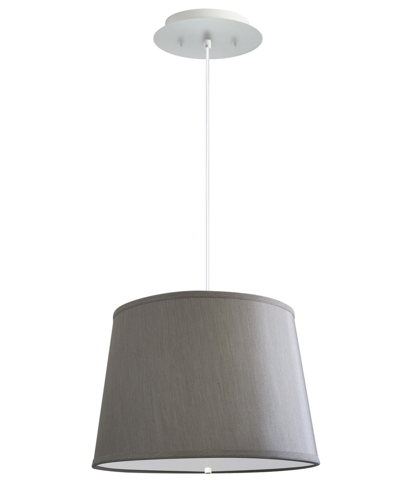 16" W 2 Light Pendant Bavarian Gray Shade with Diffuser, White Cord