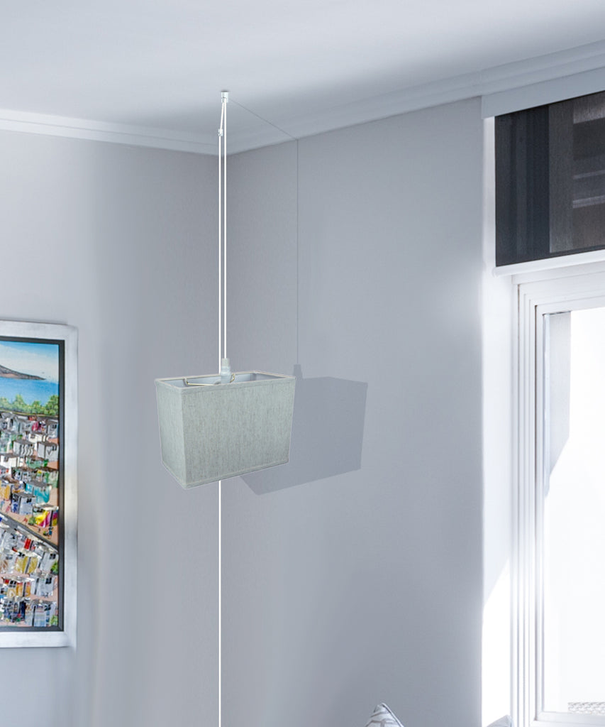 Rectangular 1 Light Swag Plug-In Pendant Hanging Lamp (6.5x12) (6.5x12) x 9" Textured Oatmeal