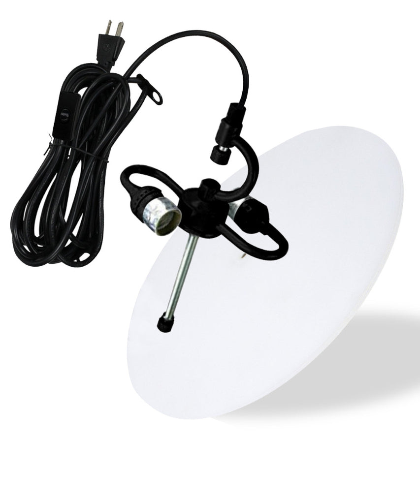 2 Light Swag Plug-In Pendant 16"w White Linen Drum with Diffuser, Black Cord