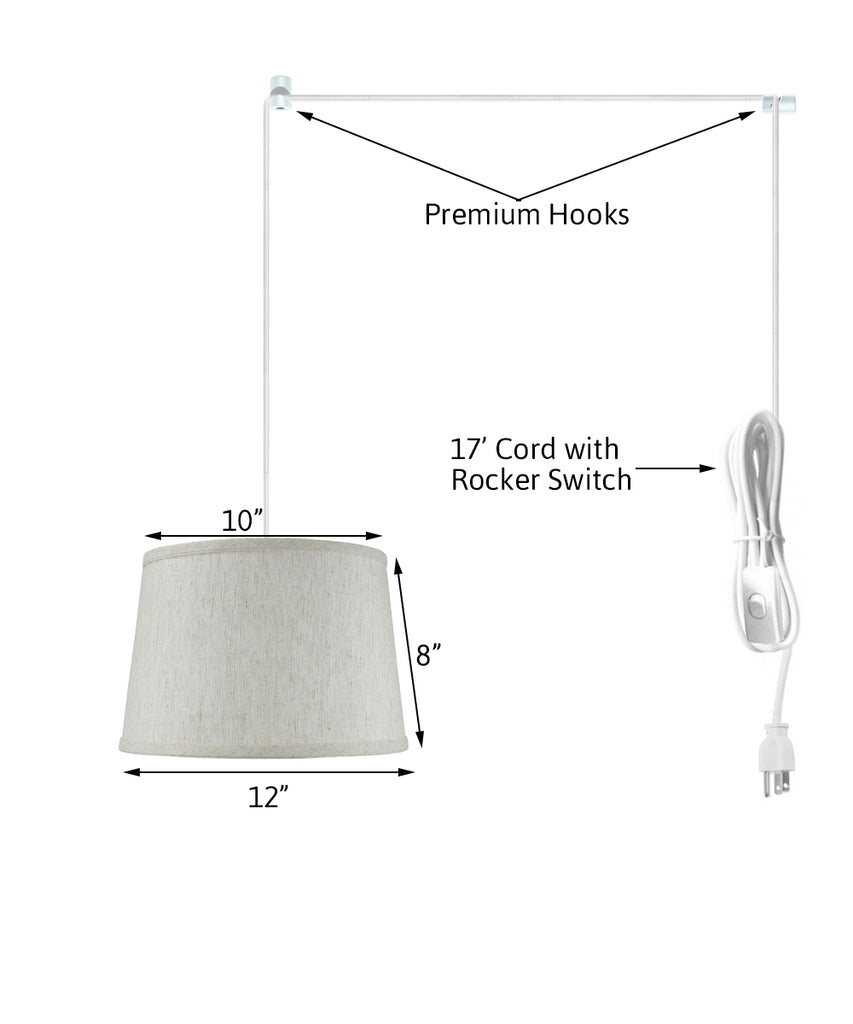 Shallow Drum 1 Light Swag Plug-In Pendant Hanging Lamp 10x12x8 Textured