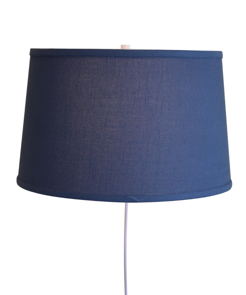 Floating Shade Plug-In Wall Light Shallow Drum Hard Back Textured Slate Blue