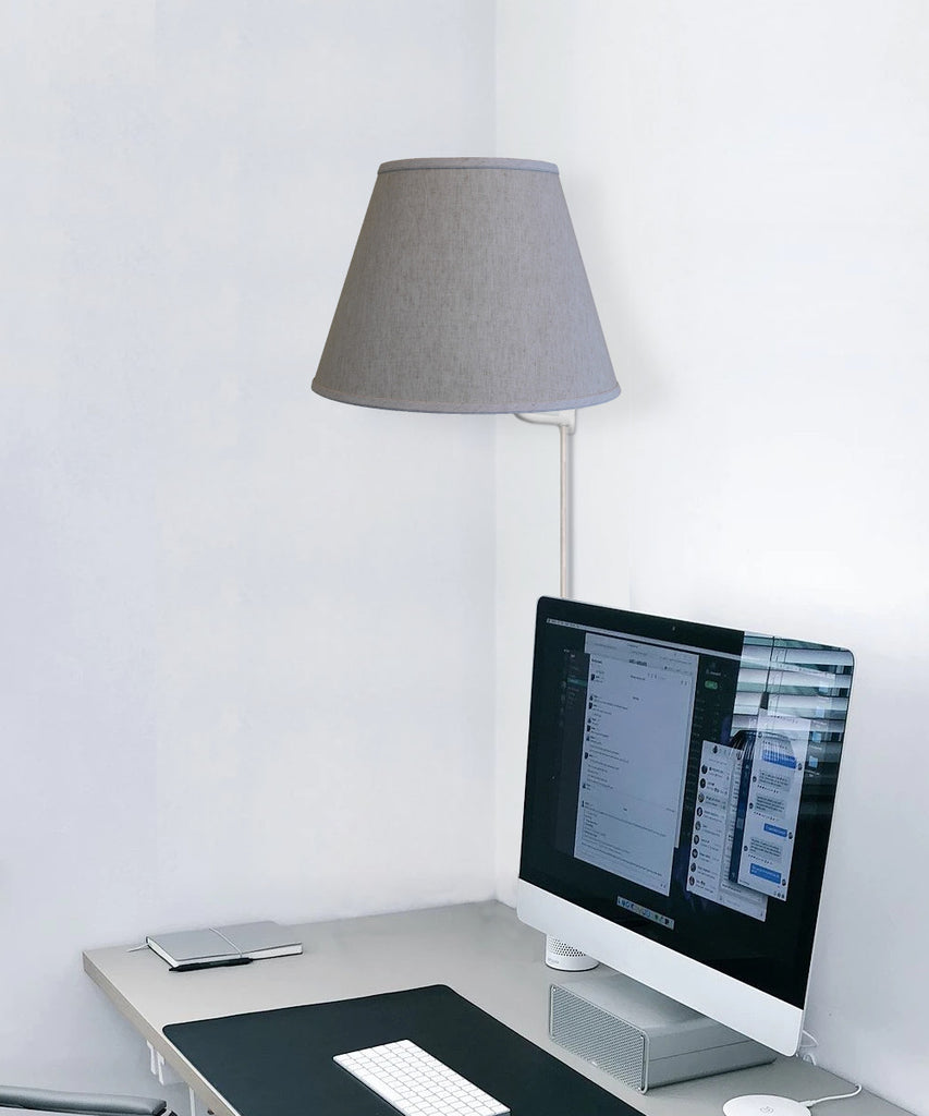 Floating Shade Plug-In Wall Light Textured Oatmeal Fabric 9x16x12
