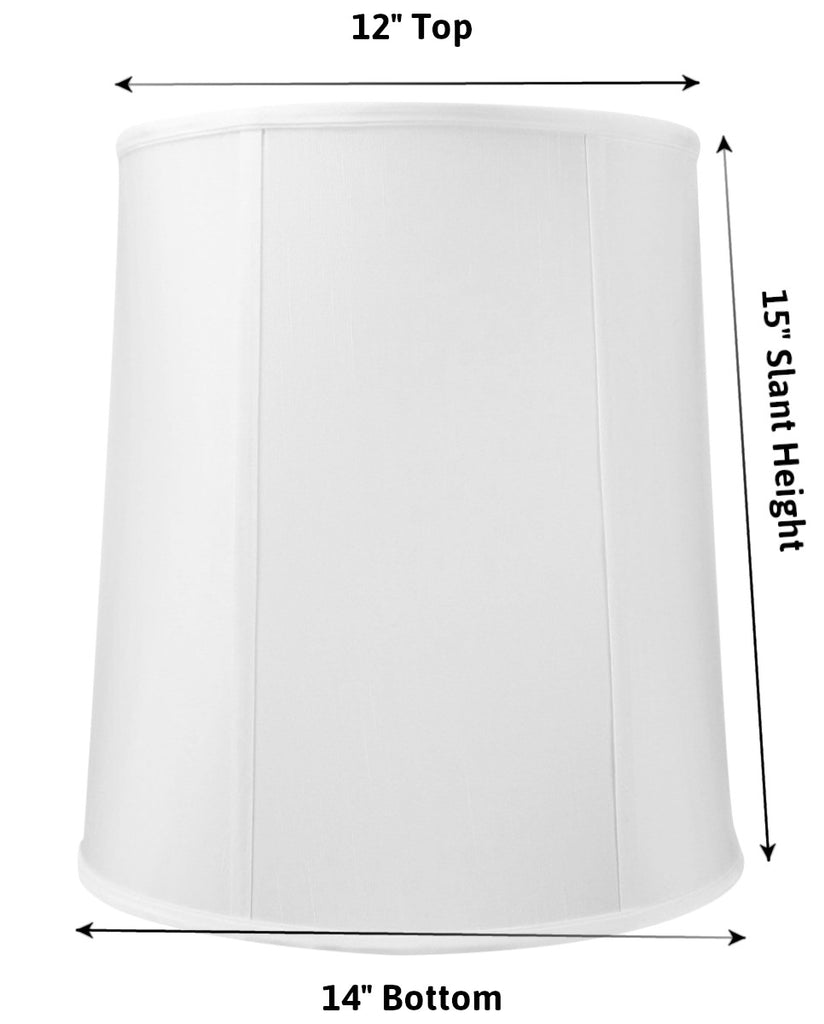 12x14x15 White Linen Fabric Drum Lampshade