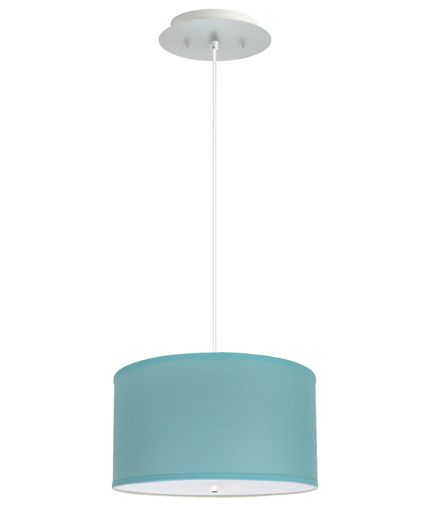 14" W 2 Light Pendant Island Paridise Blue Shade with Diffuser, White Cord