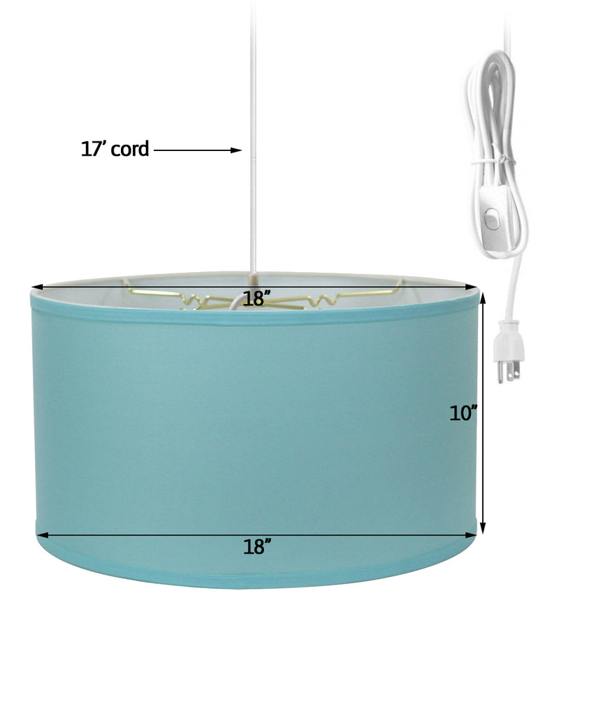 1-Light Plug In Swag Pendant Ceiling Light Island Paradise Blue Shade