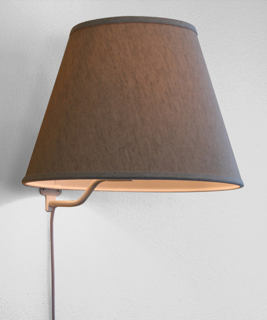Floating Shade Plug-In Wall Light Textured Oatmeal Fabric 9x16x12