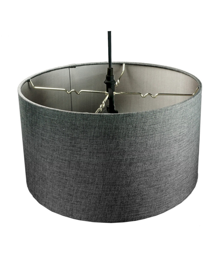 2 Light Swag Plug-In Pendant 18"w Granite Gray with Diffuser, Black Cord