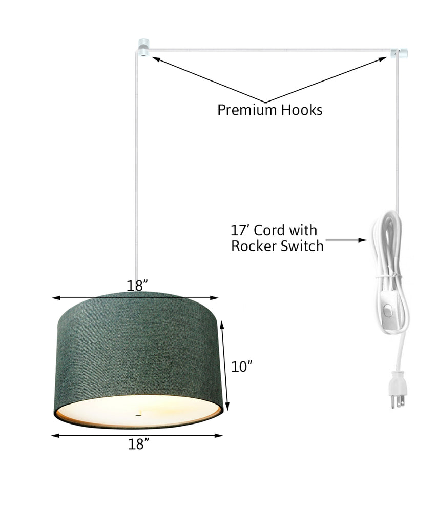 Granite Grey 2 Light Swag Plug-In Pendant with Diffuser