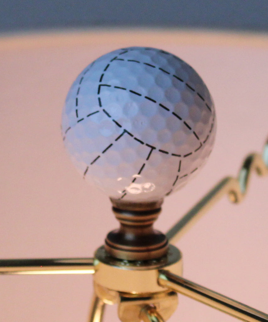 Volleyball Lamp Finial, White with Black Stripes, 2.25"h