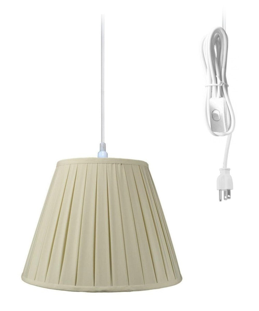 1-Light Plug In Swag Pendant Lamp Eggshell Shade