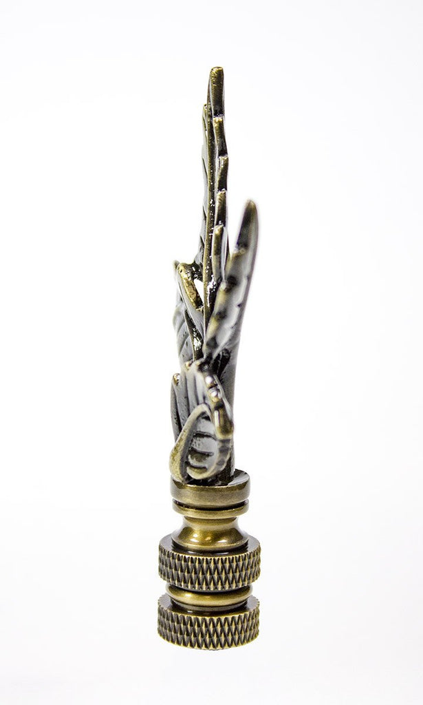 Leaves Lamp Finial Antique Brass Metal 3"h