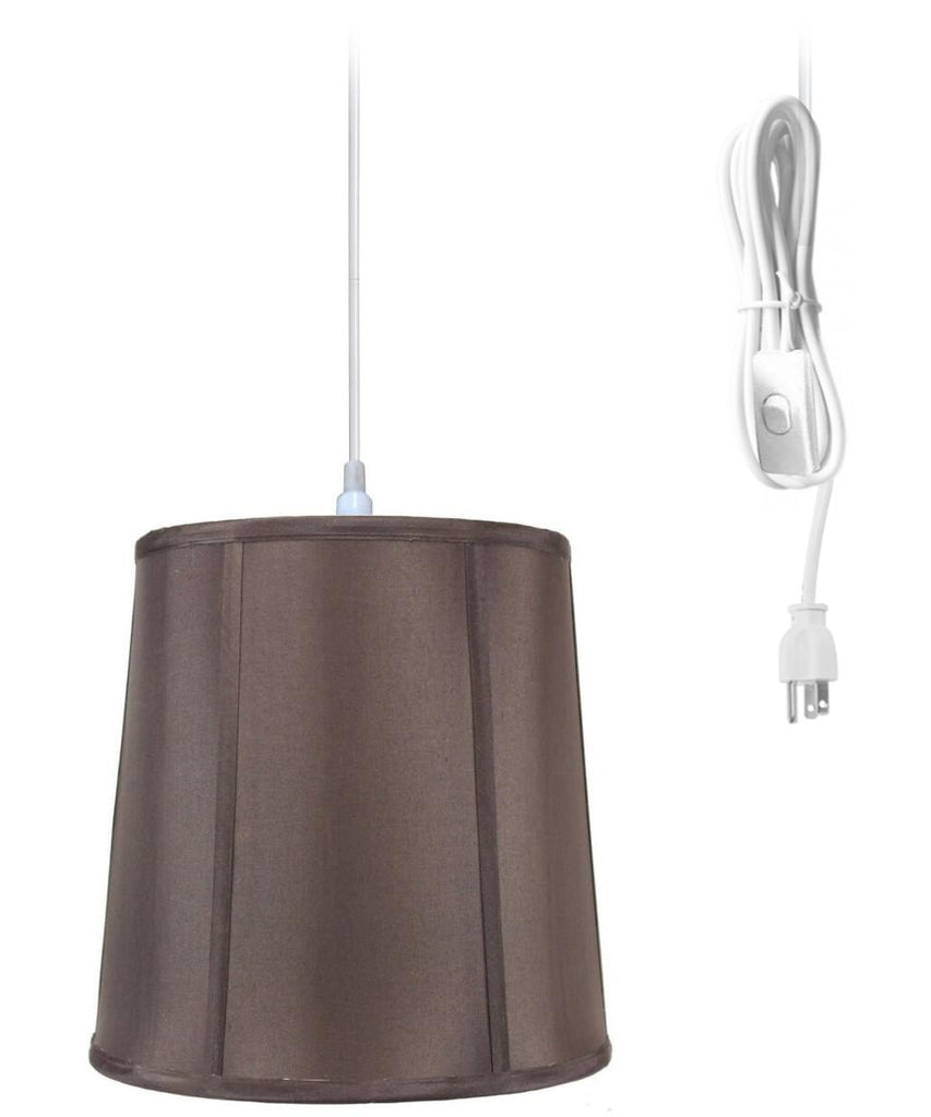 1-Light Plug In Swag Pendant Lamp Chocolate Shade