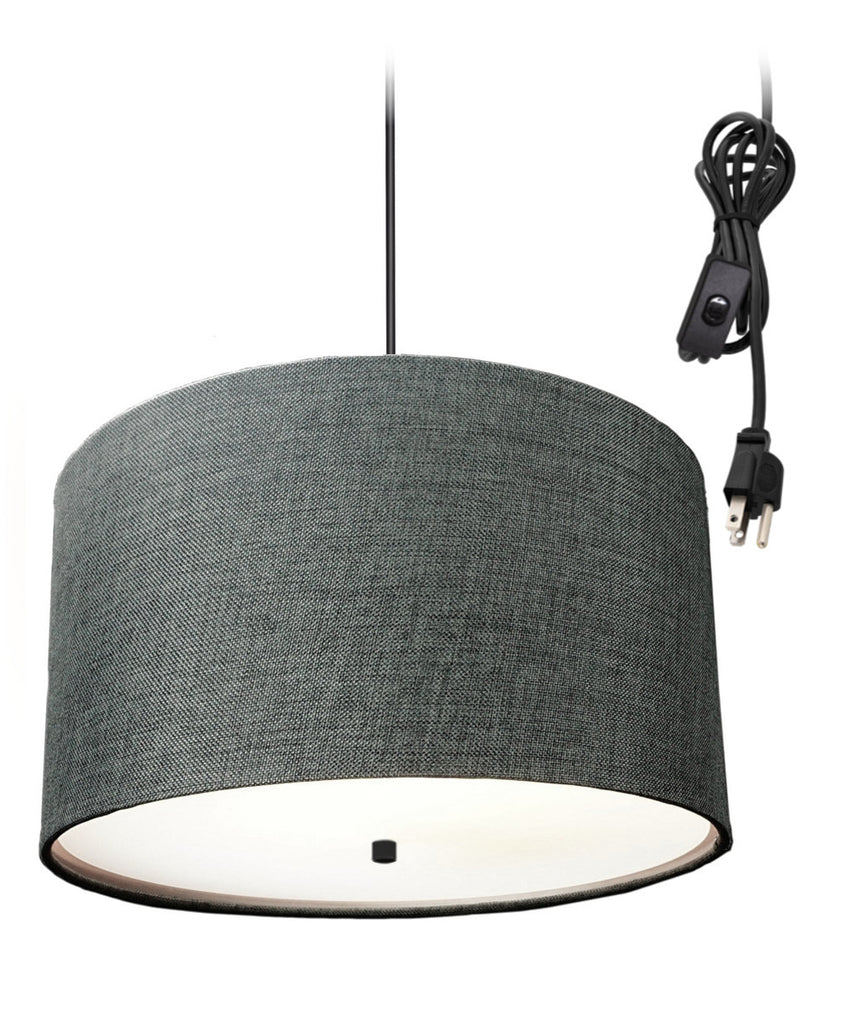 2 Light Swag Plug-In Pendant 18"w Granite Gray with Diffuser, Black Cord