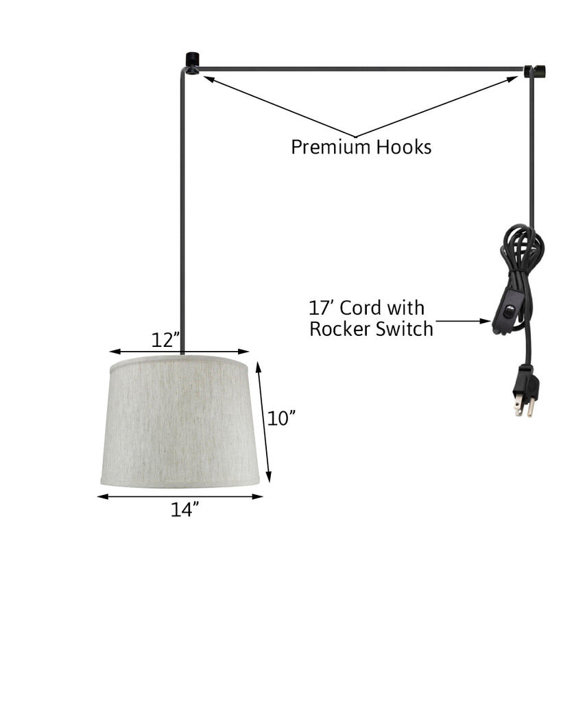 Textured Oatmeal 1 Light Swag Plug-In Pendant Hanging Lamp 12x14x10