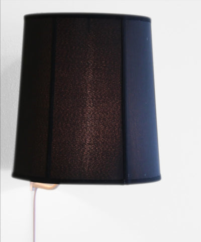 Floating Shade Plug-In Wall Light Black Shantung Fabric 14x16x17