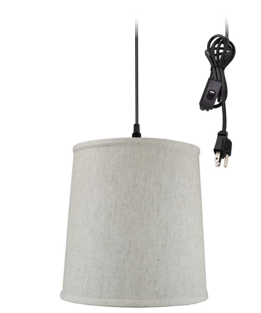 Textured Oatmeal Shantung 1 Light Swag Plug-In Pendant Hanging Lamp