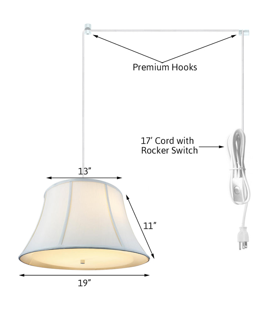 Egg Shell 2 Light Swag Plug-In Pendant with Diffuser