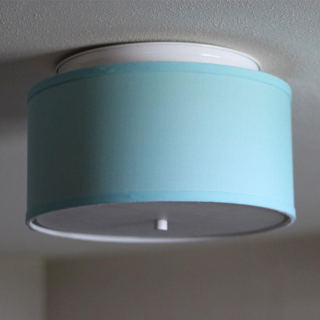 14" Moderne Flush Mount Kit -  Island Paradise Blue Drum Shade