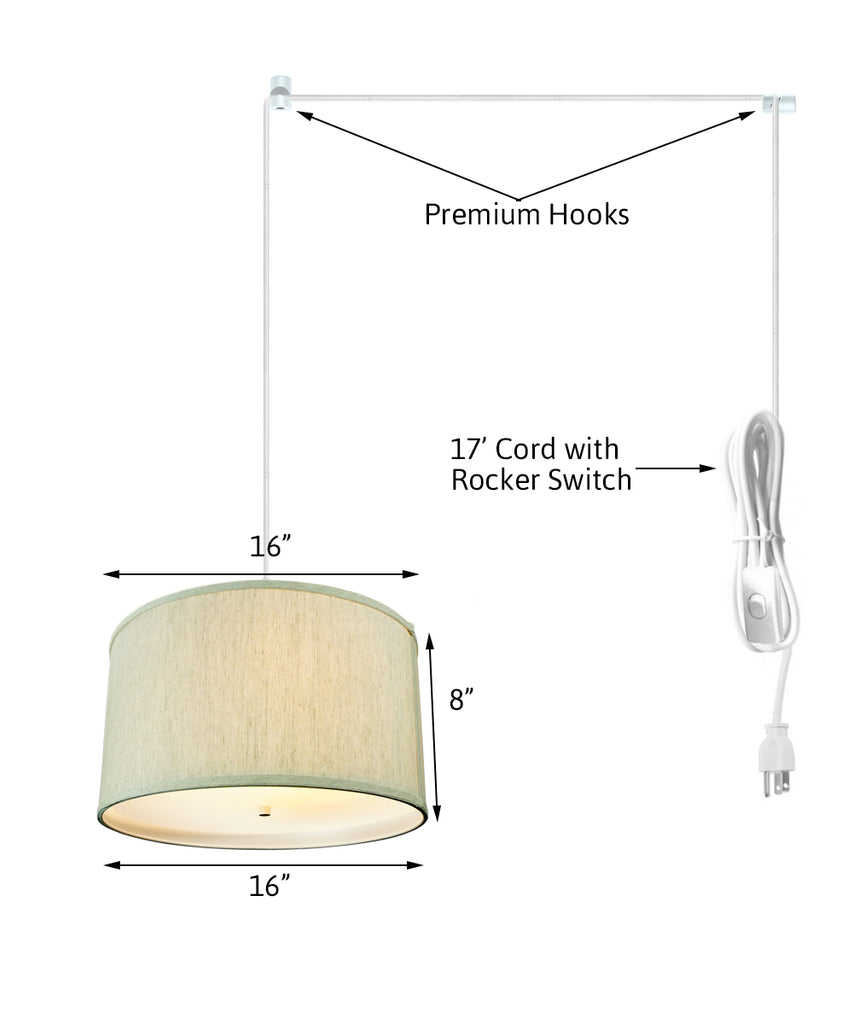 Textured Oatmeal 2 Light Swag Plug-In Pendant with Diffuser