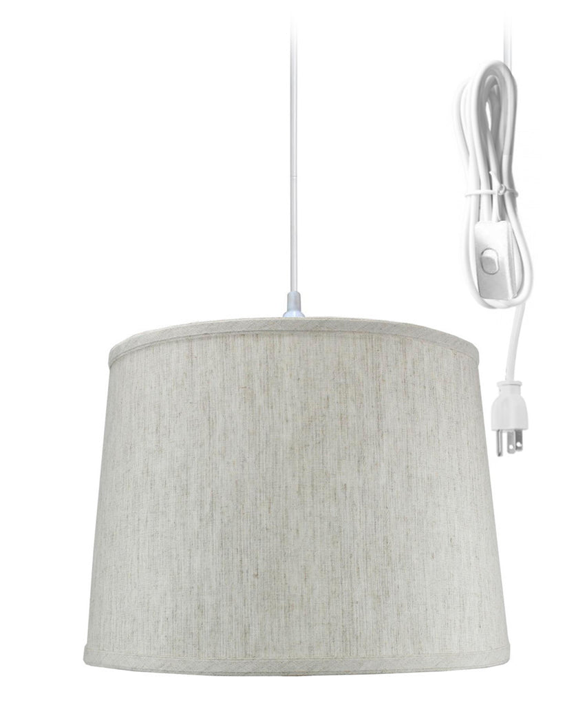 Textured Oatmeal 1 Light Swag Plug-In Pendant Hanging Lamp 12x14x10