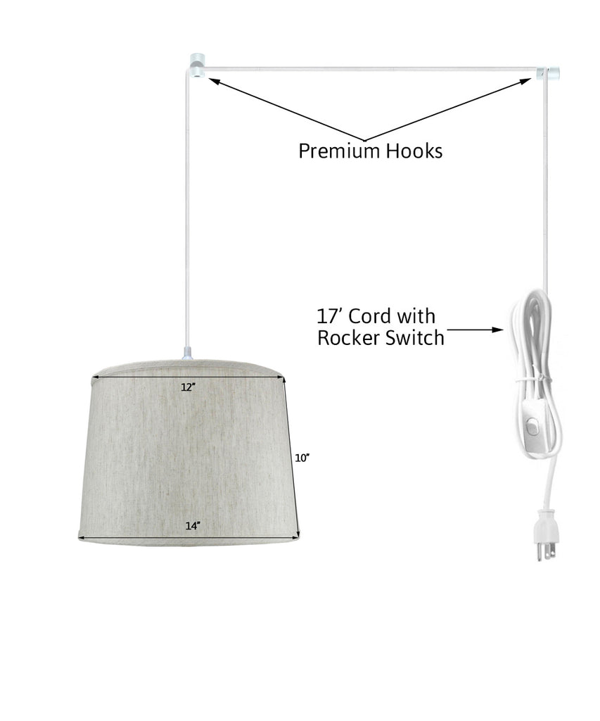 Textured Oatmeal 1 Light Swag Plug-In Pendant Hanging Lamp 12x14x10