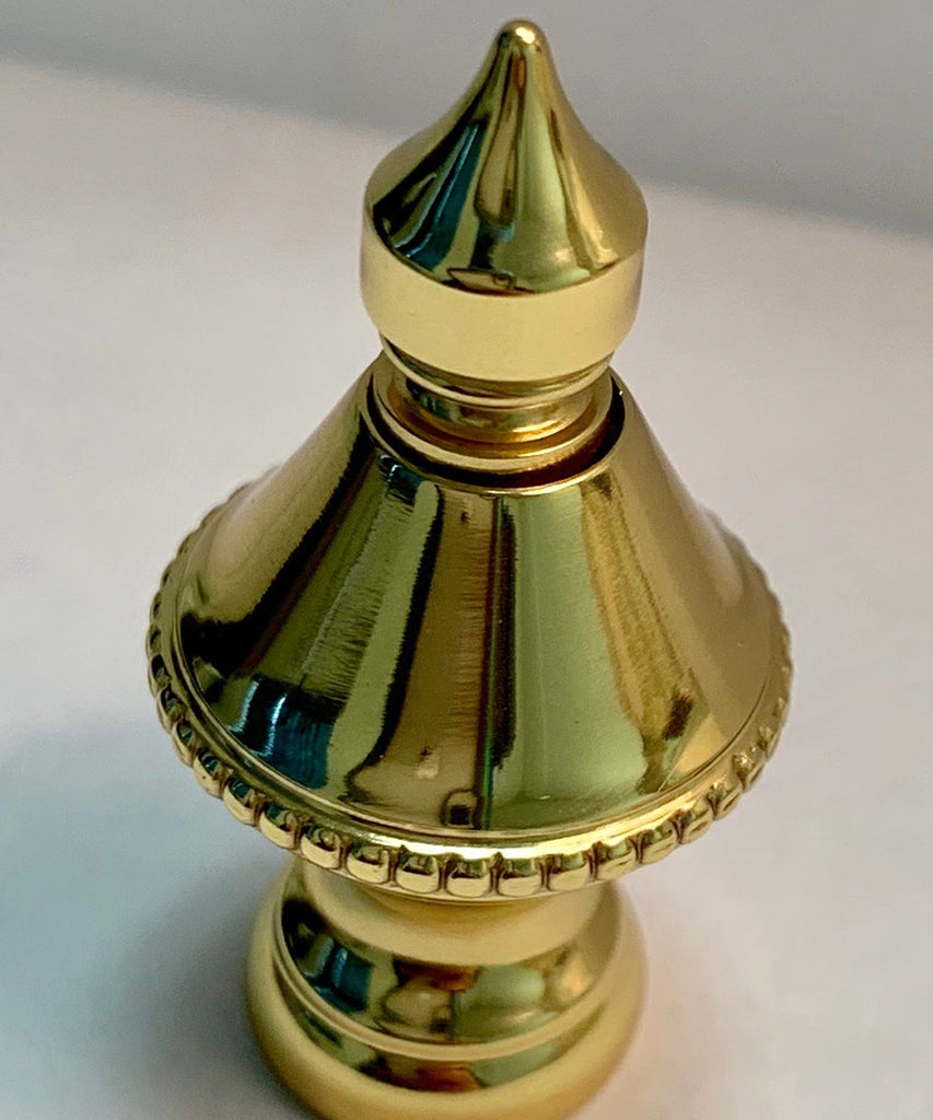 Beaded Knob Spire Lamp Finial Polished Brass 1.5"h