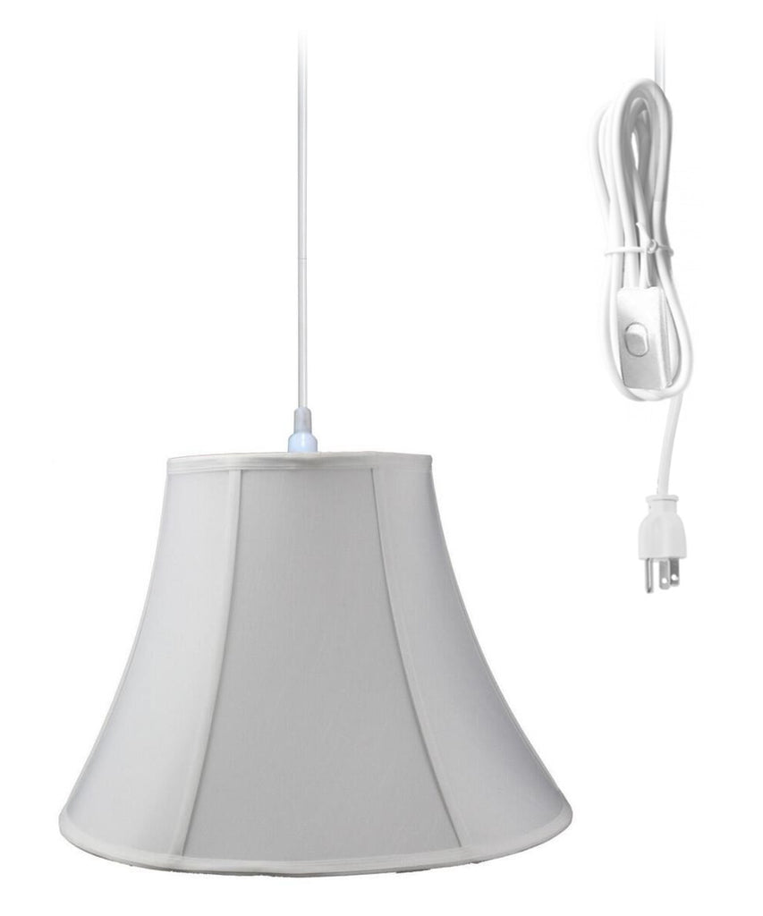 1-Light Plug In Swag Pendant Lamp White Shade