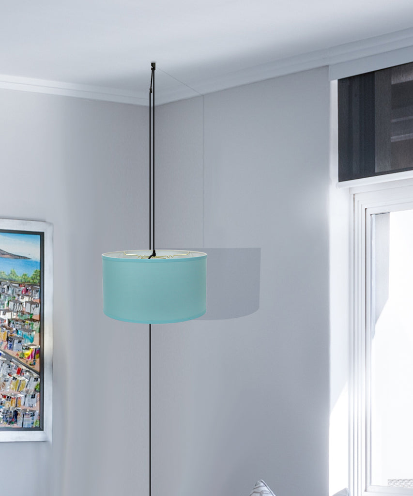 1-Light Plug In Swag Pendant Ceiling Light Island Paridise Blue Shade