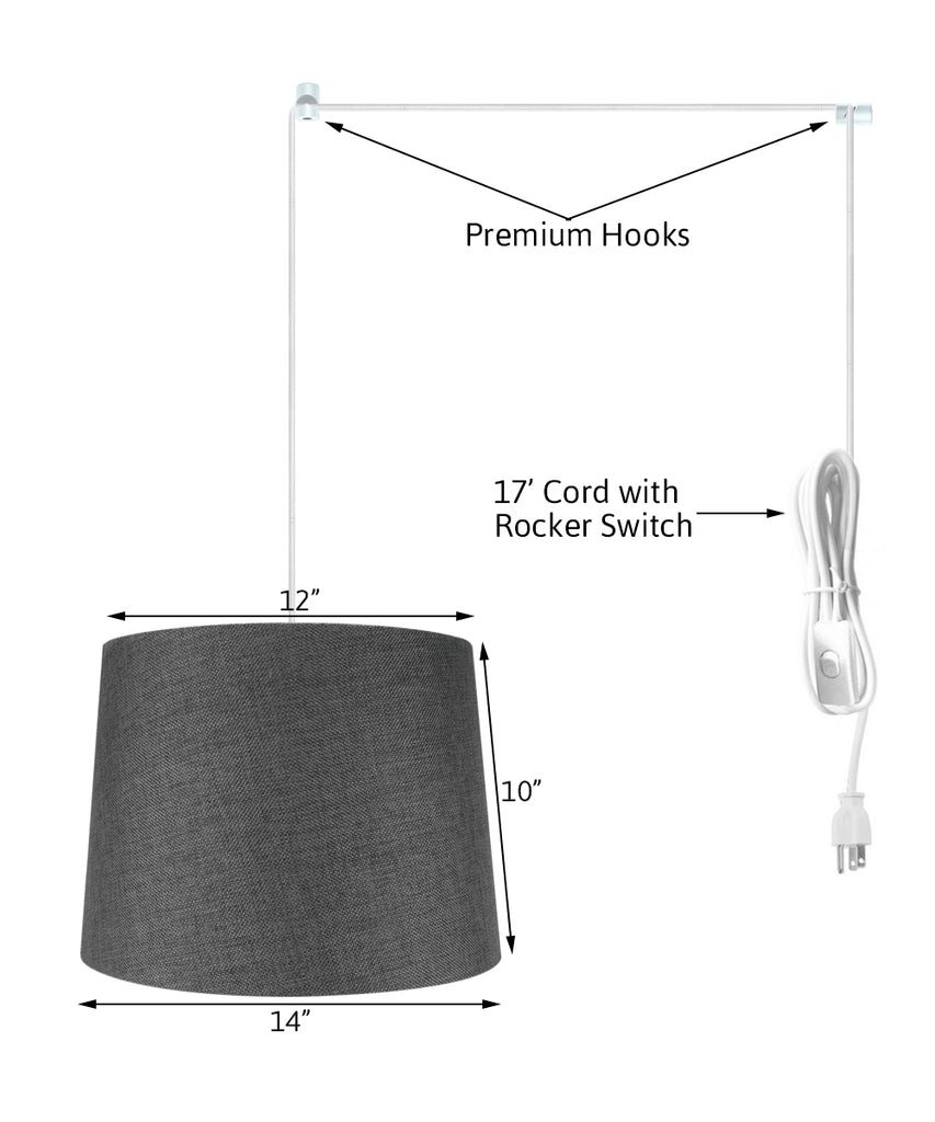 Drum 2 Light Swag Plug-In Pendant with Diffuser - Granite Gray Burlap