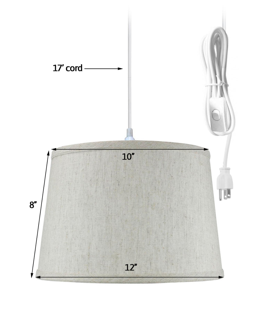 Shallow Drum 1 Light Swag Plug-In Pendant Hanging Lamp 10x12x8 Textured