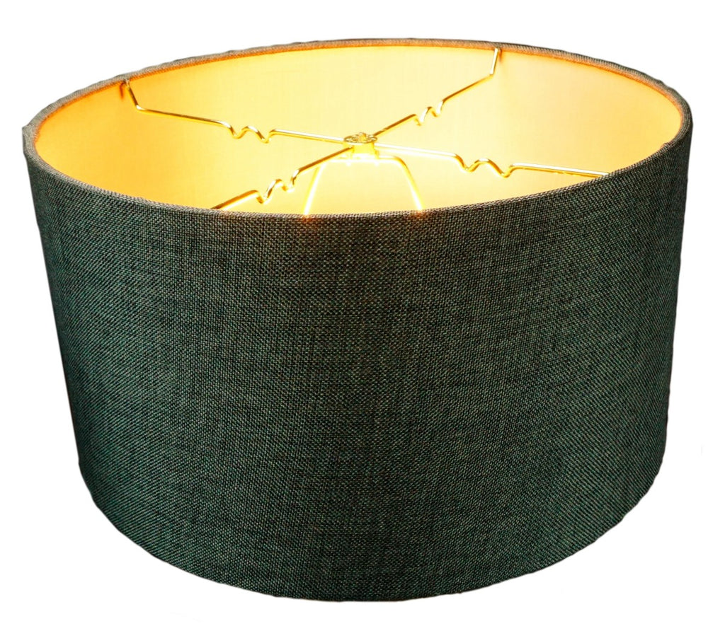 Granite Grey Burlap Hardback Drum Lampshade 14"x14"x7"