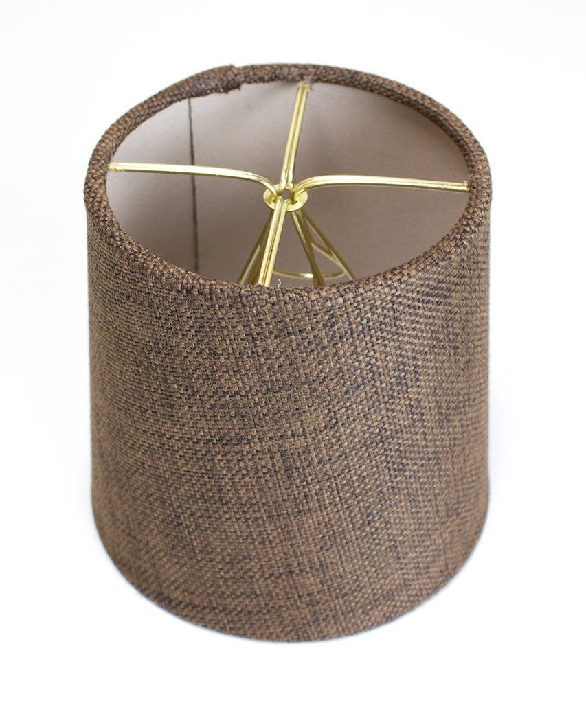 5x6x5 Chocolate Burlap Drum Chandelier Clip-On Lampshade