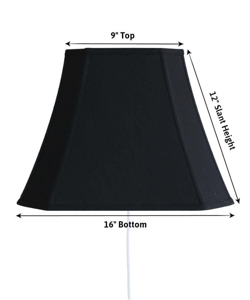 Floating Shade Plug-In Wall Light Black Fabric/Gold Liner 9x16x12