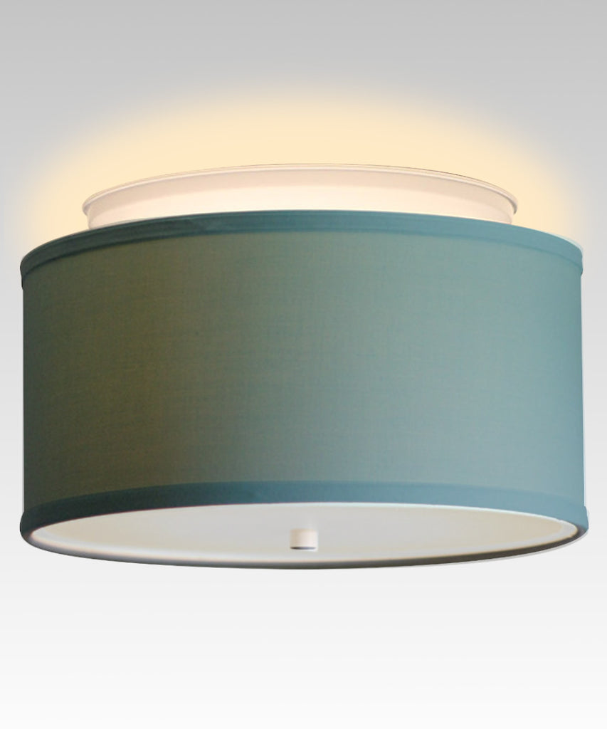 14" Moderne Flush Mount Kit -  Island Paradise Blue Drum Shade