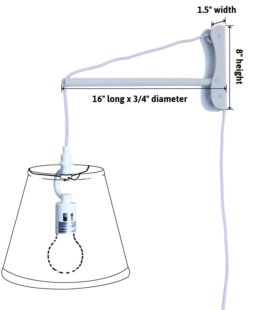 The MAST 1 Light Wall Arm Converts Your Lampshade to a Wall Pendant, White