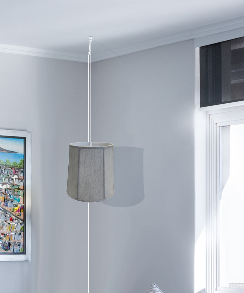 Textured Oatmeal Shantung 1 Light Swag Plug-In Pendant Hanging Lamp