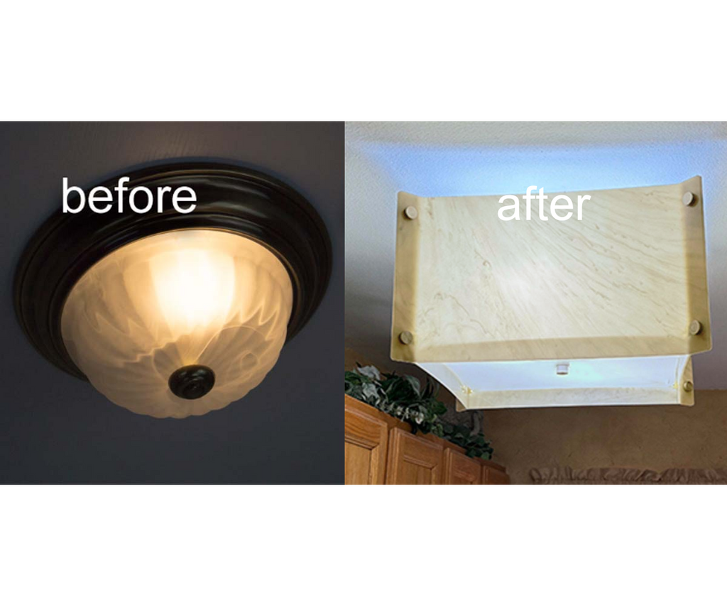 Pop Steady Flush Mount Conversion Kit 16"w Faux Marbled Alabaster Shade
