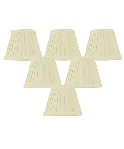 Set of 6 Crisp Linen Pleated Clip-on Candelabra Lampshade 3x5x4